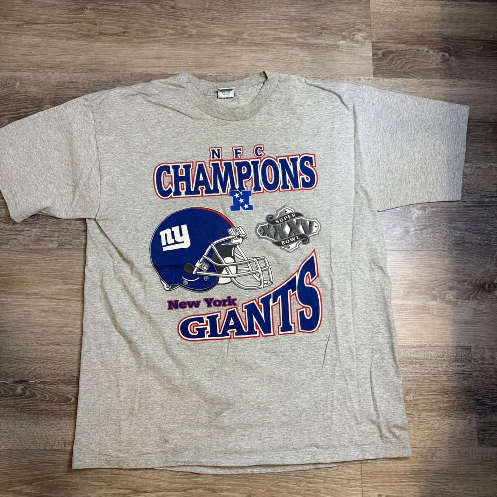 Vintage New York Giants NFC Champions Super Bowl XXXV T-Shirt Gray XL True Fan